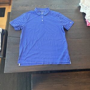 Men's Blue Striped Golf Polo Shirt
